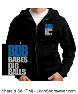 BABES DIG BALLS -- ZIP HOODY -- BLACK/BLUE Design Zoom